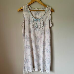 VTG Laura Ashley Cottage Core  Floral Cotton Ruffle Sleeveless Nightgown